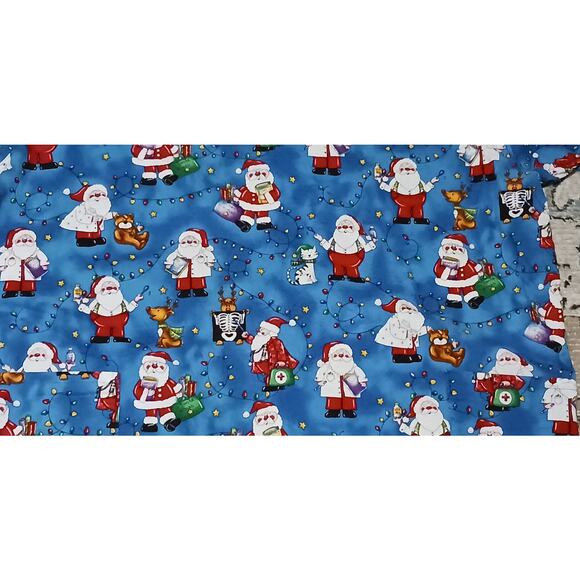 Fundamentally Cotton by White Swan Christmas Santa  Unisex Scrub XL-1X EUC - Picture 7 of 8